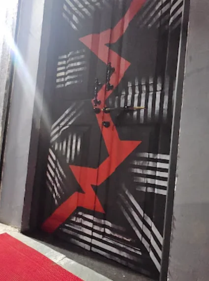 Red acoustic wall detail