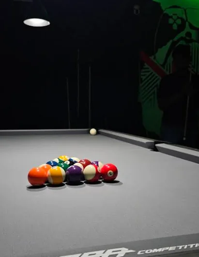 Billiard balls on pool table