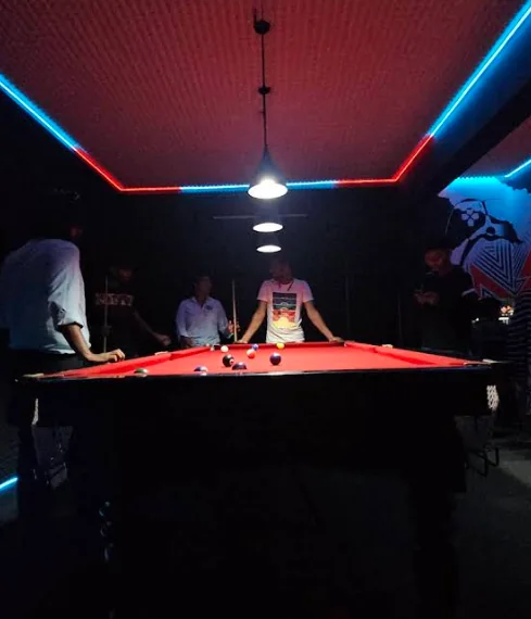 Red neon pool room